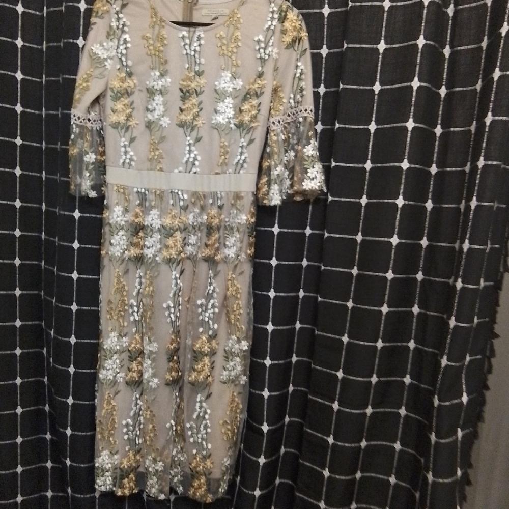 Polagram Gold Sequin Embellished Sheath Dress